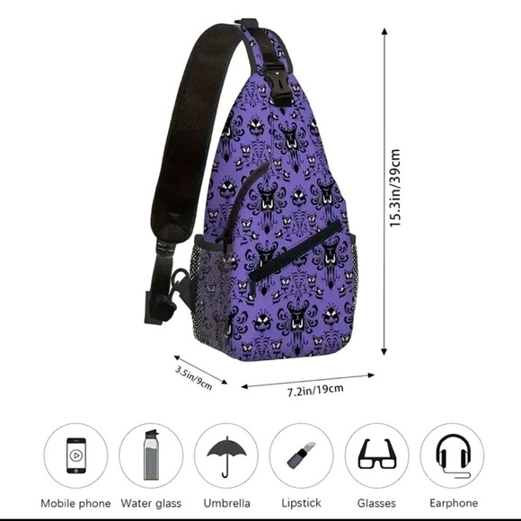 Disney’s Inspired Haunted Mansion Men’s Sling Bag - NWOT - Picture 3 of 5